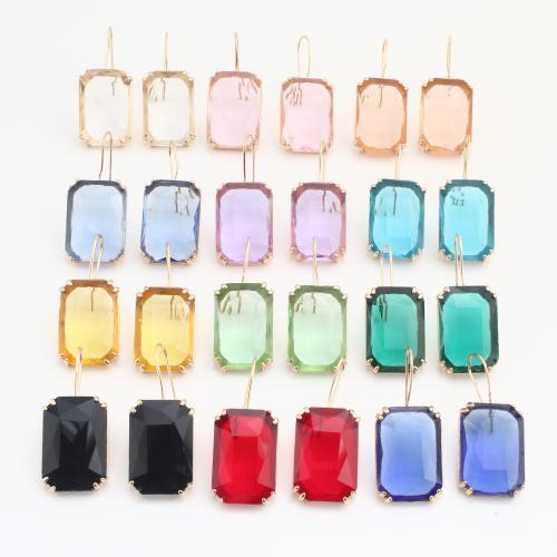 Brass Drop Earring, with Crystal, Geometrical Pattern, gold color plated, fashion jewelry & for woman, more colors for choice, 10Pairs/Bag, Sold By Bag