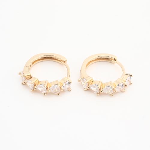 Brass Huggie Hoop Earring, gold color plated, for woman & with rhinestone, 20PCs/Bag, Sold By Bag