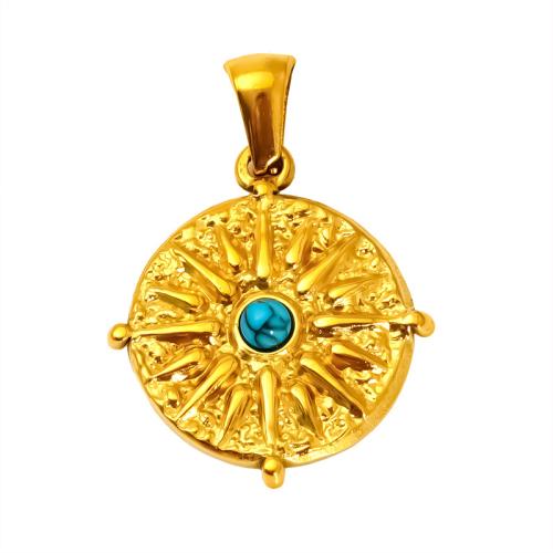 Stainless Steel Pendants, 304 Stainless Steel, with turquoise, gold color plated, DIY & different styles for choice & with rhinestone, Sold By PC
