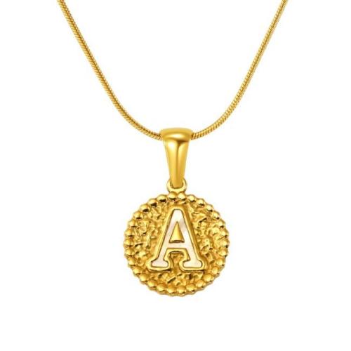 304 Stainless Steel Necklace, Alphabet Letter, gold color plated, snake chain & different styles for choice & for woman, Length:Approx 45 cm, Sold By PC