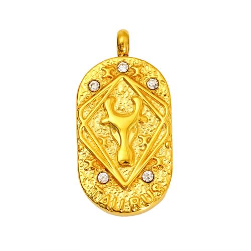 Stainless Steel Constellation Pendant, 304 Stainless Steel, 12 Signs of the Zodiac, gold color plated, DIY & different styles for choice & micro pave cubic zirconia, Length:Approx 45 cm, Sold By PC