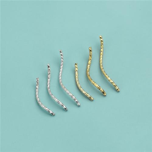 925 Sterling Silver Curved Tube Beads, DIY & flower cut & different size for choice, more colors for choice, Hole:Approx 0.8mm, Sold By PC