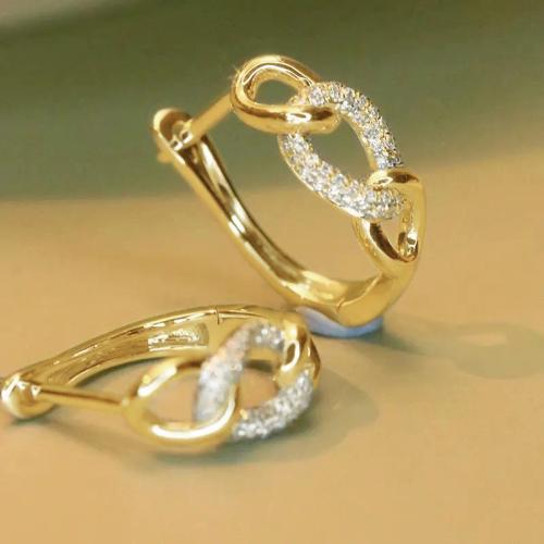 metal Pendientes de palanca posterior, Patrón Geométrico, chapado, micro arcilla de zirconia cúbica & para mujer, más colores para la opción, agujero:aproximado 0.8mm, Vendido por Par