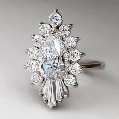 metal anillo, chapado, diverso tamaño para la opción & micro arcilla de zirconia cúbica & para mujer, más colores para la opción, agujero:aproximado 0.8mm, tamaño:6-10, Vendido por UD