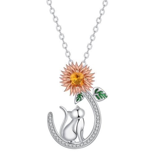 Circón cúbico Micro pavimentar collar de cobre amarillo, metal, con 5cm extender cadena, chapado, cadena oval & micro arcilla de zirconia cúbica & para mujer, 23x32mm, Vendido para aproximado 45 cm Sarta