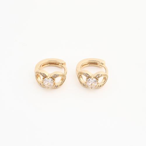 Brass Huggie Hoop Earring, with Crystal, gold color plated, fashion jewelry & for woman, 20PCs/Bag, Sold By Bag