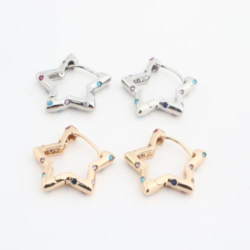Brass Lever Back Earring, Star, plated, fashion jewelry & for woman & with rhinestone, more colors for choice, 20PCs/Bag, Sold By Bag