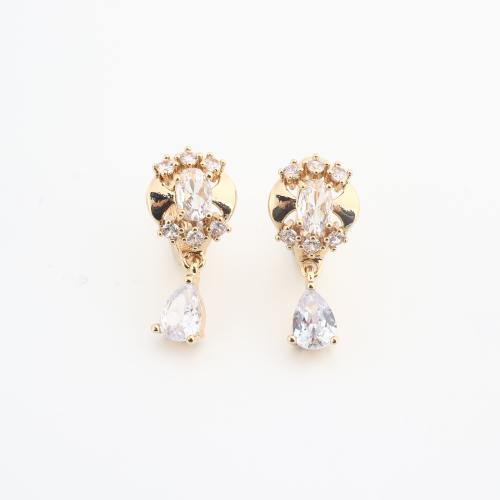 Brass Huggie Hoop Drop Earring, with Crystal, gold color plated, fashion jewelry & for woman & with rhinestone, 20PCs/Bag, Sold By Bag