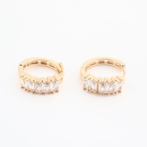 Brass Huggie Hoop Earring, gold color plated, fashion jewelry & for woman & with rhinestone, 20PCs/Bag, Sold By Bag