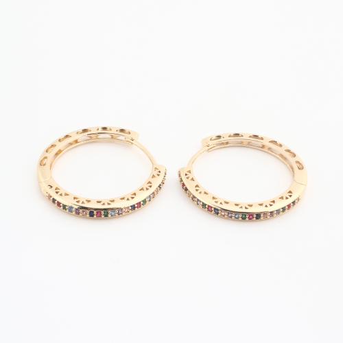 Brass Huggie Hoop Earring, gold color plated, fashion jewelry & for woman & with rhinestone, 20PCs/Bag, Sold By Bag