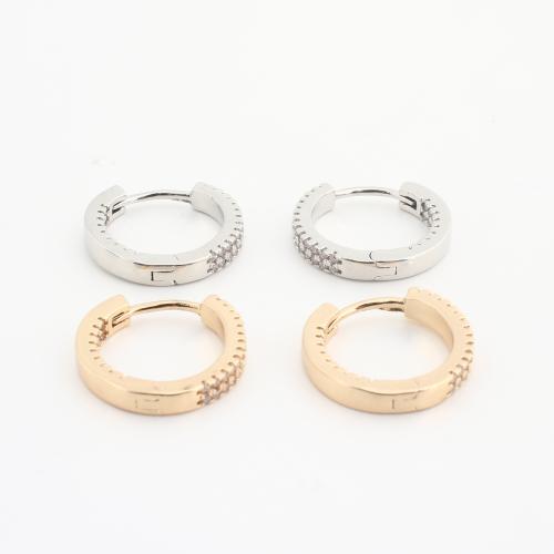 Brass Huggie Hoop Earring, plated, for woman & with rhinestone, more colors for choice, 20PCs/Bag, Sold By Bag