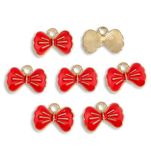 Tibetan Style Enamel Pendants, Bowknot, gold color plated, DIY, more colors for choice, 15x11mm, Sold By PC
