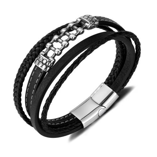 PU Leather Bracelet, with 316L Stainless Steel, fashion jewelry & for man, Sold By PC