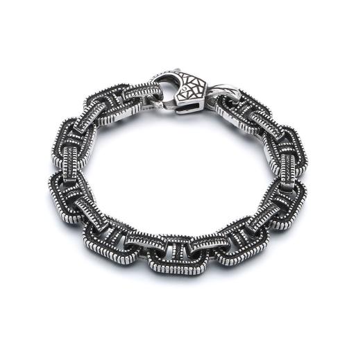 304 Stainless Steel Bracelet, plated, vintage & for man, more colors for choice, 230x12mm, Sold By PC
