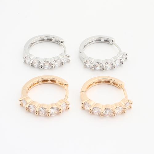 Brass Huggie Hoop Earring, plated, for woman & with rhinestone, more colors for choice, 20PCs/Bag, Sold By Bag