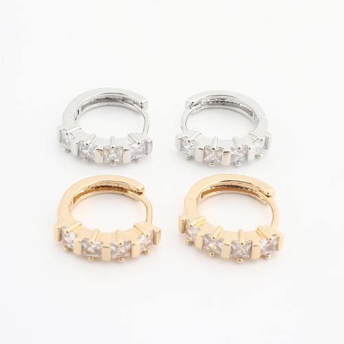 Brass Huggie Hoop Earring, plated, for woman & with rhinestone, more colors for choice, 20PCs/Bag, Sold By Bag