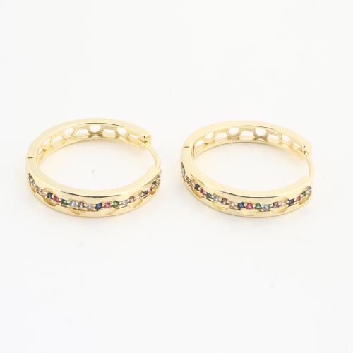 Messing Huggie Ohrreifen, goldfarben plattiert, für Frau & mit Strass, 20PCs/Tasche, verkauft von Tasche