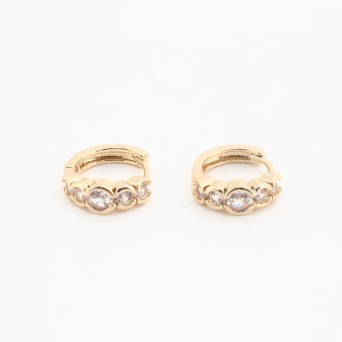 Brass Huggie Hoop Earring, gold color plated, for woman & with rhinestone, 20PCs/Bag, Sold By Bag