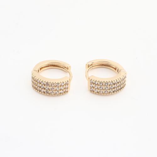 Brass Huggie Hoop Earring, gold color plated, fashion jewelry & for woman & with rhinestone, 20PCs/Bag, Sold By Bag