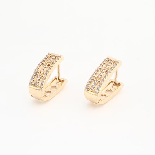 Brass Huggie Hoop Earring, gold color plated, fashion jewelry & for woman & with rhinestone, 20PCs/Bag, Sold By Bag