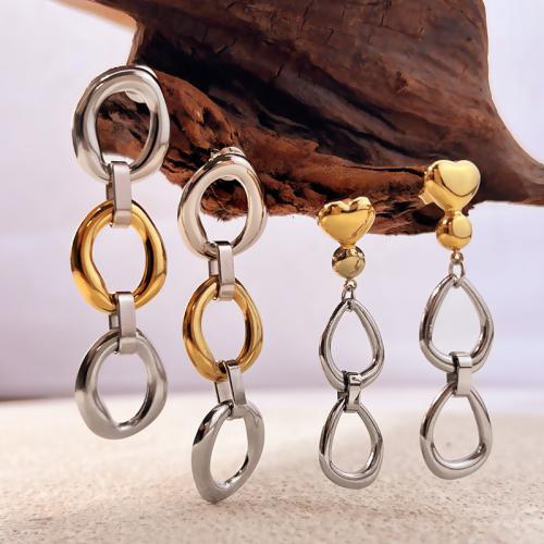 acero inoxidable 304 Pendientes con Colgantes, Patrón Geométrico, chapado, diferentes estilos para la opción & para mujer & hueco, Vendido por Par