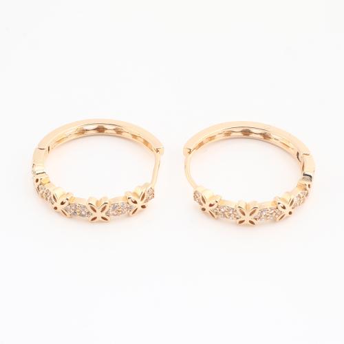 Brass Huggie Hoop Earring, gold color plated, for woman & with rhinestone, 20PCs/Bag, Sold By Bag