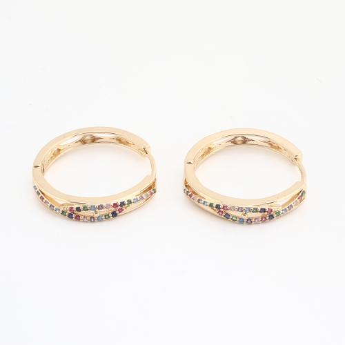Brass Huggie Hoop Earring, gold color plated, for woman & with rhinestone, 20PCs/Bag, Sold By Bag