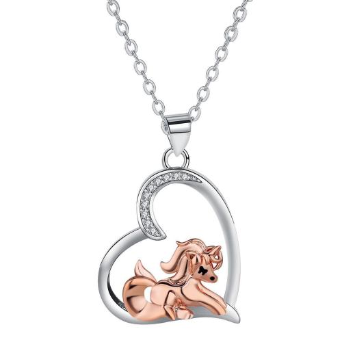 Cubic Zircon Micro Pave Brass Necklace, with 5cm extender chain, Heart, plated, oval chain & micro pave cubic zirconia & for woman, 22.20x22.90mm, Sold Per Approx 45 cm Strand