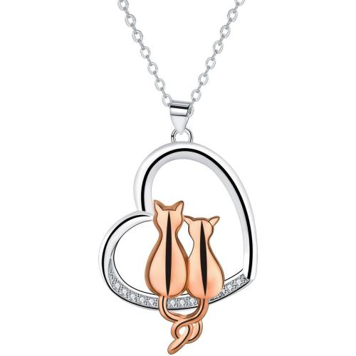 Cubic Zircon Micro Pave Brass Necklace, with 5cm extender chain, Heart, plated, oval chain & micro pave cubic zirconia & for woman, 20x28mm, Sold Per Approx 45 cm Strand