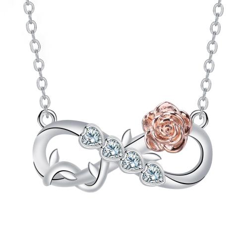 Cubic Zircon Micro Pave Brass Necklace, with 5cm extender chain, Infinity, plated, oval chain & micro pave cubic zirconia & for woman, 28.80x14.50mm, Sold Per Approx 45 cm Strand