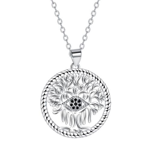 Cubic Zircon Micro Pave Brass Necklace, with 5cm extender chain, platinum color plated, oval chain & micro pave cubic zirconia & for woman, 23x23mm, Sold Per Approx 45 cm Strand