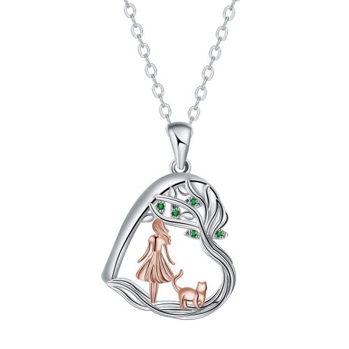 Cubic Zircon Micro Pave Brass Necklace, with 5cm extender chain, Heart, plated, oval chain & micro pave cubic zirconia & for woman, 21x23.70mm, Sold Per Approx 45 cm Strand