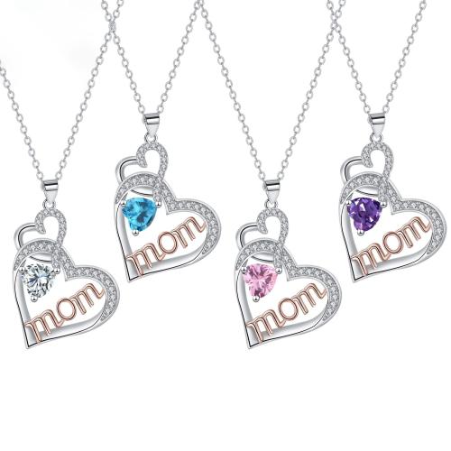 Cubic Zircon Micro Pave Brass Necklace, with stainless steel chain, with 5cm extender chain, Heart, plated, oval chain & micro pave cubic zirconia & for woman, more colors for choice, 22.70x30mm, Sold Per Approx 45 cm Strand