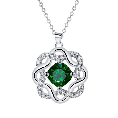 Cubic Zircon Micro Pave Brass Necklace, with 5cm extender chain, platinum color plated, oval chain & micro pave cubic zirconia & for woman, 22.30x22.30mm, Sold Per Approx 45 cm Strand