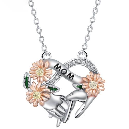 Cubic Zircon Micro Pave Brass Necklace, with 5cm extender chain, plated, oval chain & micro pave cubic zirconia & for woman, 19.50x19mm, Sold Per Approx 45 cm Strand