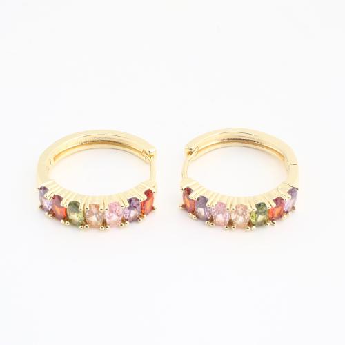 Brass Huggie Hoop Earring, gold color plated, for woman & with rhinestone, 20PCs/Bag, Sold By Bag