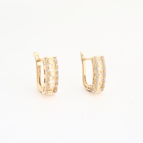 laiton boucle d'oreille leverback, Placage de couleur d'or, pour femme & avec strass, 20PC/sac, Vendu par sac