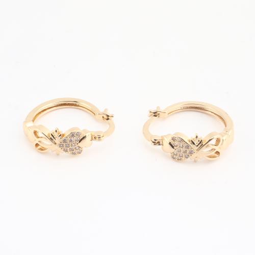 laiton Huggie Anneau d'oreille, Placage de couleur d'or, pour femme & avec strass, 20PC/sac, Vendu par sac