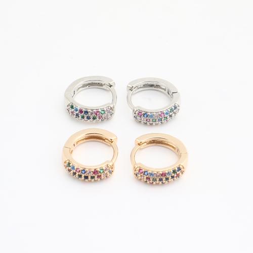 laiton Huggie Anneau d'oreille, Placage, pour femme & avec strass, plus de couleurs à choisir, 20PC/sac, Vendu par sac