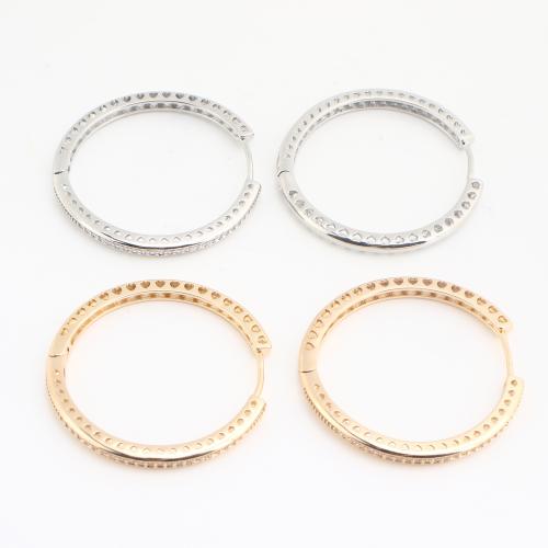 laiton Huggie Anneau d'oreille, Placage, bijoux de mode & pour femme & avec strass, plus de couleurs à choisir, 20PC/sac, Vendu par sac