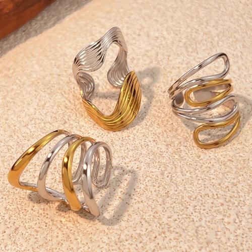 304 Stainless Steel Cuff Finger Ring, plated, different styles for choice & for woman, Sold By PC