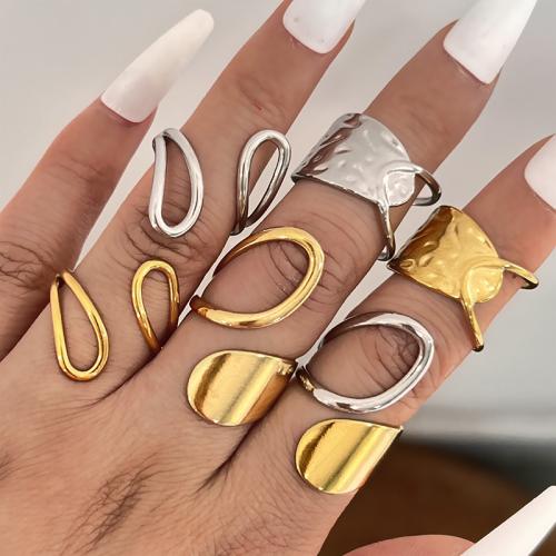 304 Stainless Steel Cuff Finger Ring, plated, different styles for choice & for woman, Sold By PC