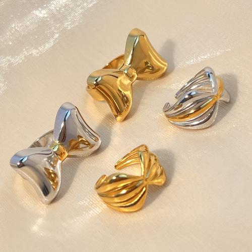 304 Stainless Steel Cuff Finger Ring, plated, different styles for choice & for woman, Sold By PC