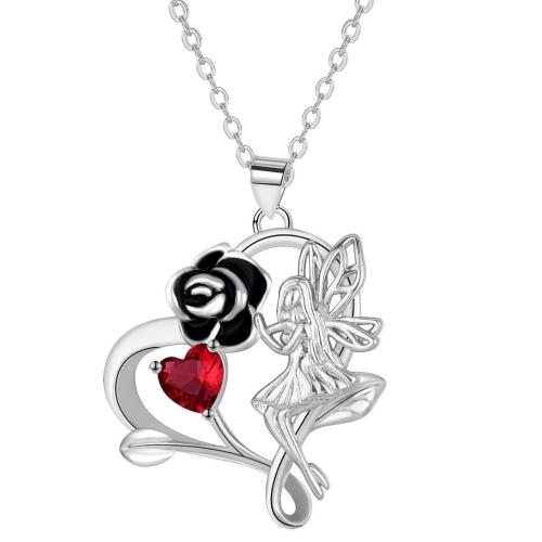 Cubic Zircon Micro Pave Brass Necklace, platinum color plated, oval chain & micro pave cubic zirconia & for woman, 22x21mm, Sold Per Approx 45 cm Strand