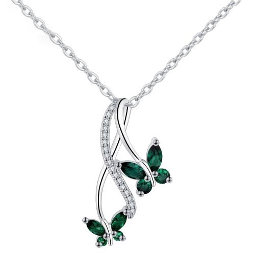 Cubic Zircon Micro Pave Brass Necklace, platinum color plated, oval chain & micro pave cubic zirconia & for woman, 13x25mm, Sold Per Approx 45 cm Strand