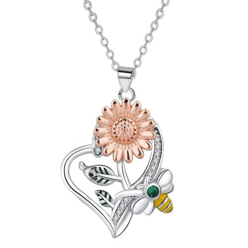 Cubic Zircon Micro Pave Brass Necklace, Heart, plated, oval chain & micro pave cubic zirconia & for woman, 19.50x19mm, Sold Per Approx 45 cm Strand