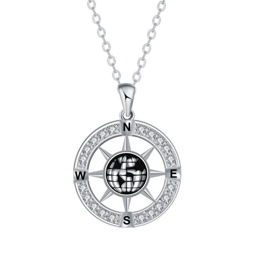 Cubic Zircon Micro Pave Brass Necklace, platinum color plated, oval chain & micro pave cubic zirconia & for woman, 22.50x22.50mm, Sold Per Approx 45 cm Strand