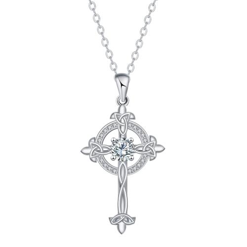 Cubic Zircon Micro Pave Brass Necklace, silver color plated, oval chain & micro pave cubic zirconia & for woman, 17.70x28mm, Sold Per Approx 45 cm Strand