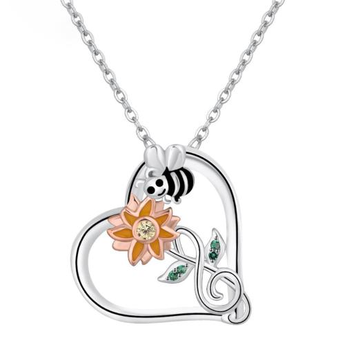 Collier en laiton cubique Zircon Micro Pave, coeur, Placage, chaîne ovale & pavé de micro zircon & pour femme & émail, 19.50x19mm, Vendu par Environ 45 cm brin