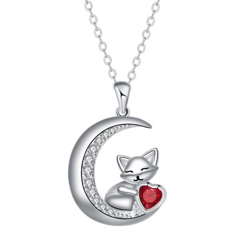 Cubic Zircon Micro Pave Brass Necklace, silver color plated, oval chain & micro pave cubic zirconia & for woman, 18.70x22.40mm, Sold Per Approx 45 cm Strand